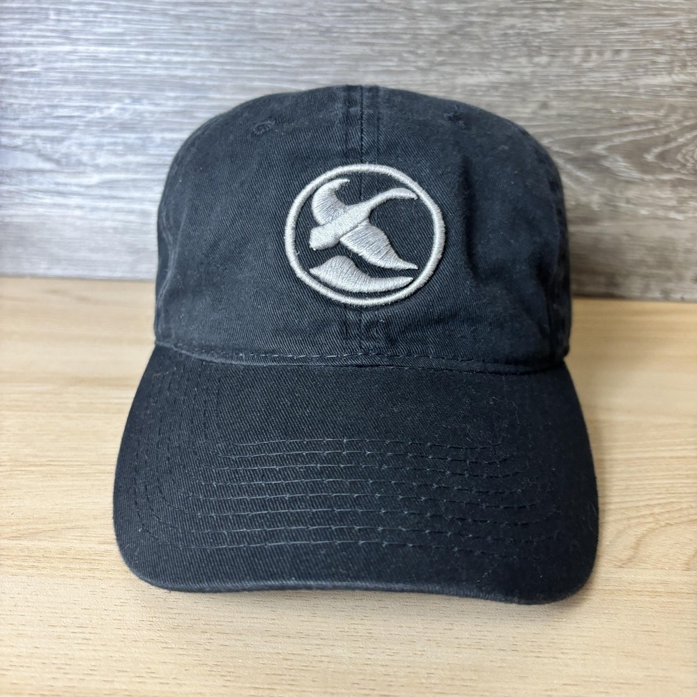 Gander Mountain Hat Cap Strap Back Black Embroidered Bird Outdoor Fishing Mens